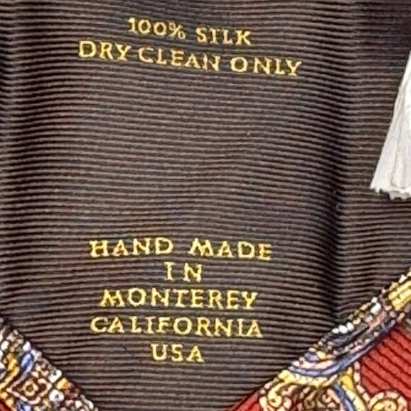 Robert Talbott 100% Silk Two Tie Bundle - Red Paisley & Gold Geometric Patterns - Picture 6 of 7